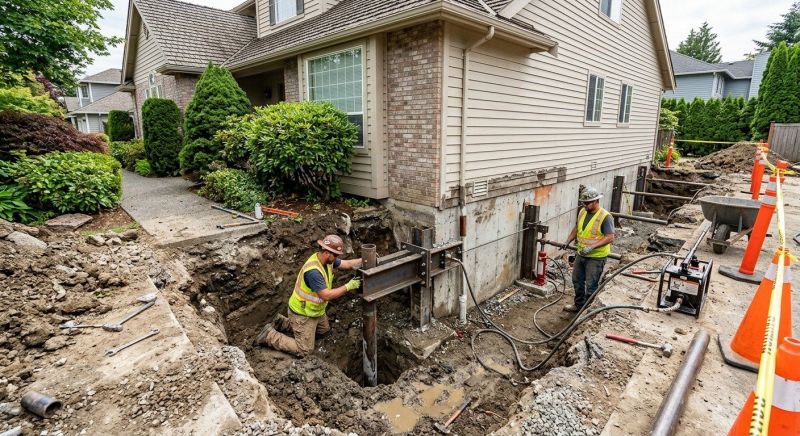 Our team working on Foundation Repair projects in Newton, MA