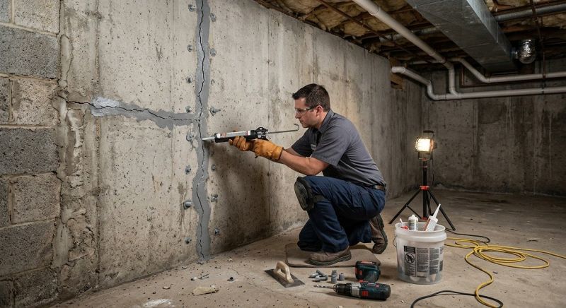 Basement Crack Repair in Newton, MA