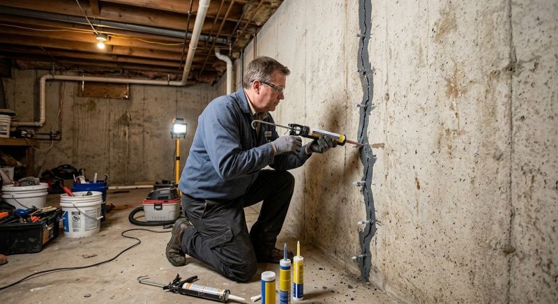 Basement Crack Repair in Newton, MA