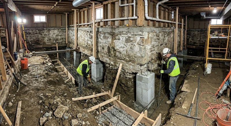 Basement Underpinning in Newton, MA