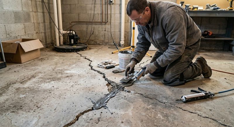 Cracked Basement Floor Repair in Newton, MA
