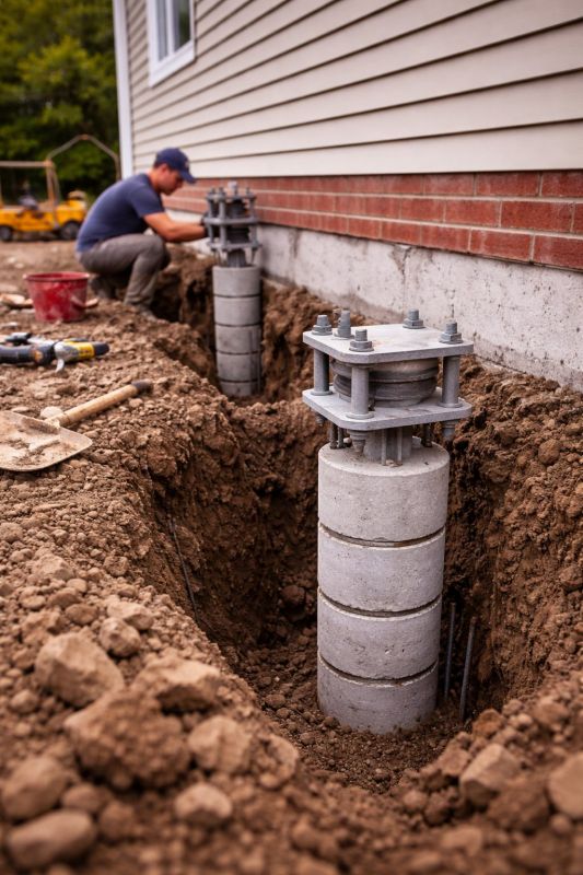 Helical Piers Installation in Newton, MA