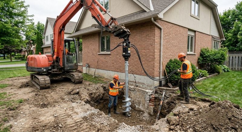 Helical Pile Installation in Newton, MA