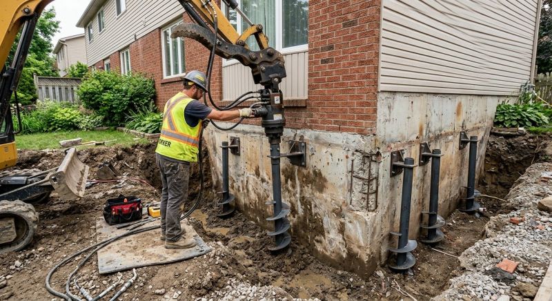 Helical Pile Installation in Newton, MA