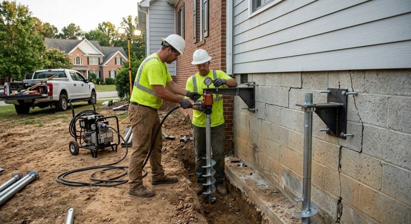 Helical Pile Installation in Newton, MA